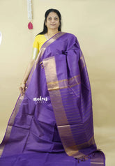 Lavender Purple - Mangalgiri semi pattu with golden getti border
